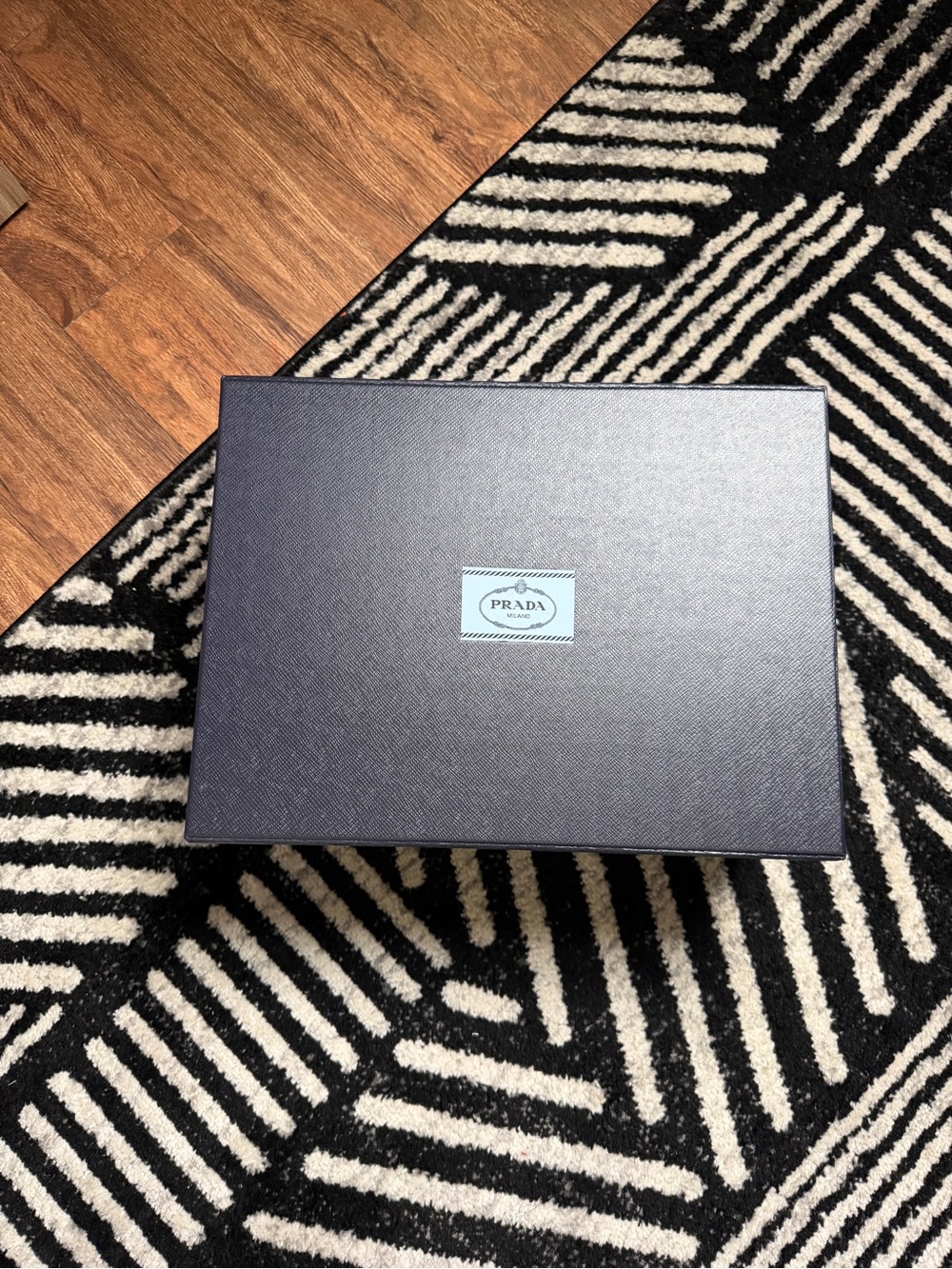 Prada Dark Blue Textured Gift Box with Logo Plaque